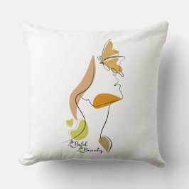 Bold Beauty Women Empowerment Face Line Art Quotes Kudde