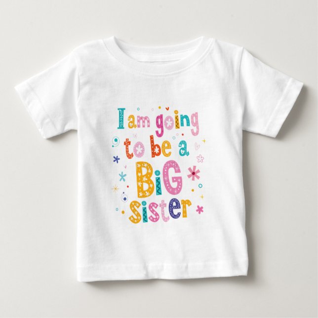 Bold Big Sister Colorful Syskon Reveal Announceme T Shirt (Framsida)