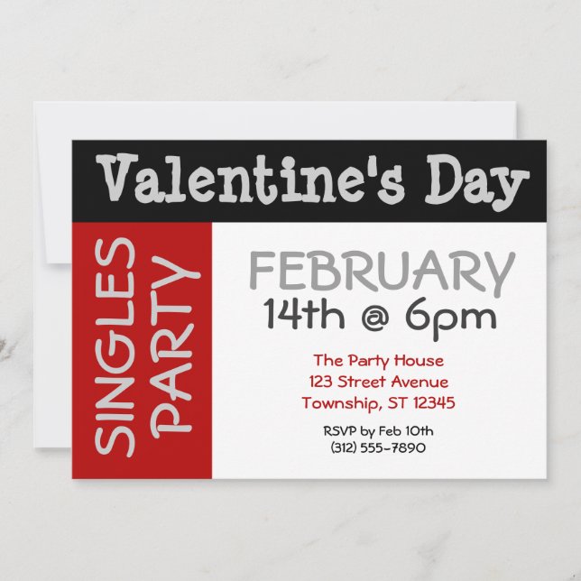 Bold & BIG Valentines Day Singles Party-Inbjudning Inbjudningar (Framsida)