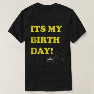 Bold Birthday Text Minimal Line Art T Shirt