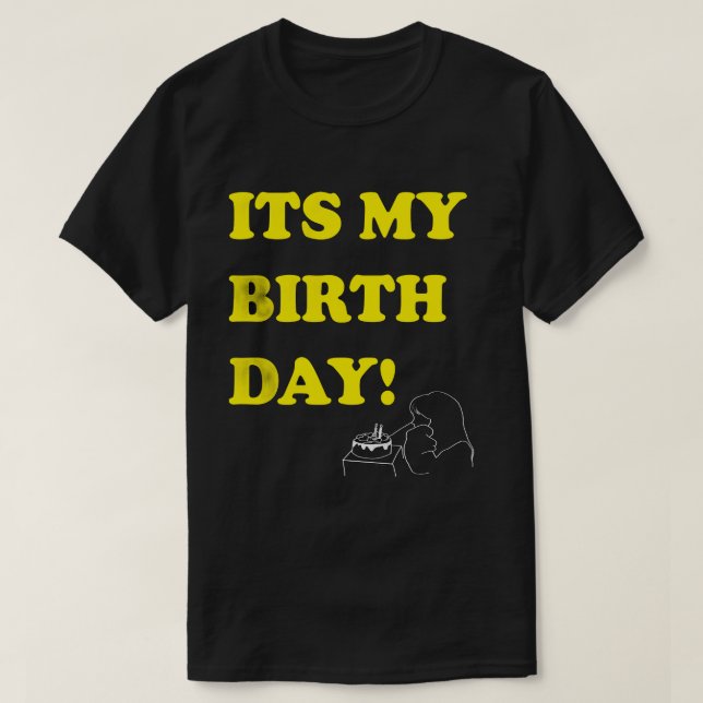 Bold Birthday Text Minimal Line Art T Shirt (Design framsida)