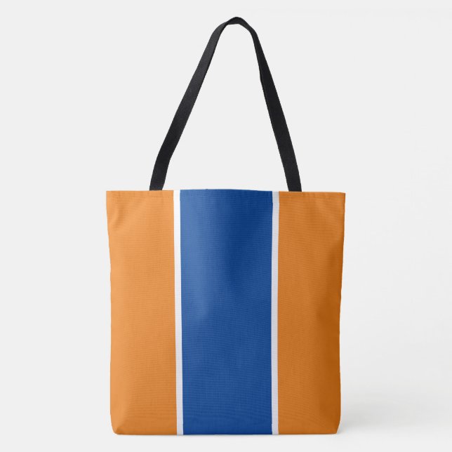 Bold blå Orange Vit Lodrät Rand Tygkasse (Framsida)