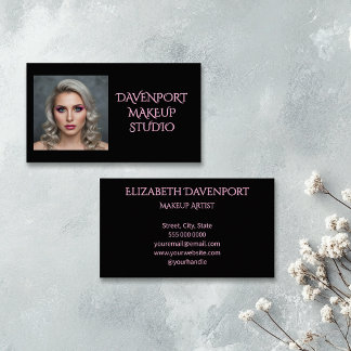 Bold Black and Blush Pink Visitkort