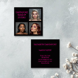 Bold Black and Hot Pink 3 Photo Fyrkantigt Visitkort