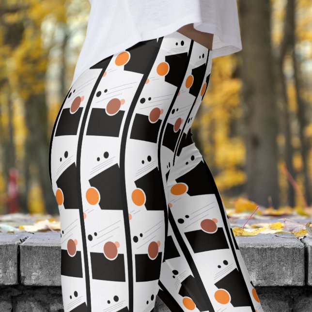 Bold Black and White Abstrakt Mönster Leggings (Abstract )
