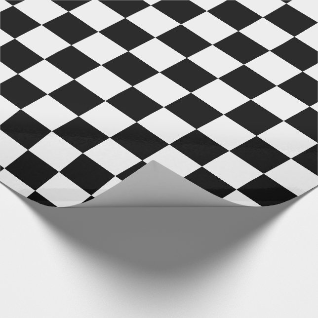 Bold Black and White Checkerboard Presentpapper (Hörn)