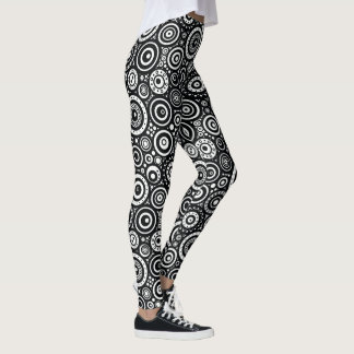 Bold Black and White Circus Mönster Leggings