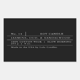 Bold Black and White Luxury Matte Candle-etikett Rektangulärt Klistermärke