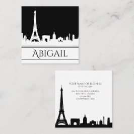 Bold Black and White Paris Skyline Eiffel Torn Fyrkantigt Visitkort