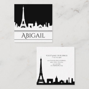 Bold Black and White Paris Skyline Eiffel Torn Fyrkantigt Visitkort
