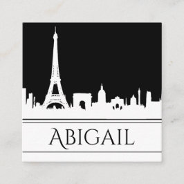 Bold Black and White Paris Skyline Eiffel Torn Fyrkantigt Visitkort