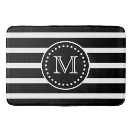 Bold Black and White Rand och Polka Dot Monogram Badrumsmatta