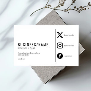 Bold Black and white social-medieikoner Visitkort