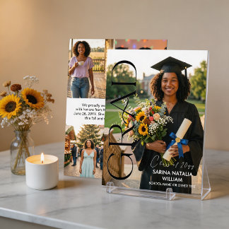 Bold black and white stylish typography graduate inbjudningar