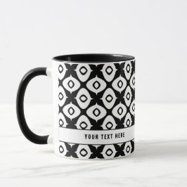Bold Black and White Symmetrical Arabesque Pattern Mugg