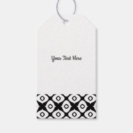 Bold Black and White Symmetrical Arabesque Pattern Presentetikett