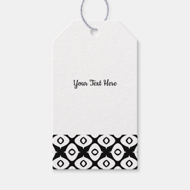 Bold Black and White Symmetrical Arabesque Pattern Presentetikett (Framsidan)