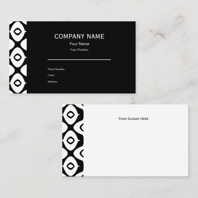 Bold Black and White Symmetrical Arabesque Pattern Visitkort (Fram/baksida)