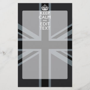 Bold Black Behålla Lugn Din textunion Jack Brevpapper