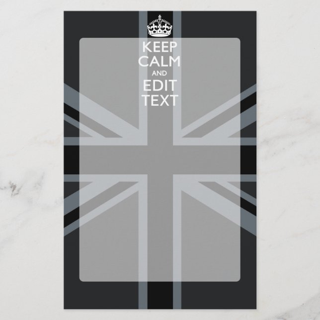 Bold Black Behålla Lugn Din textunion Jack Brevpapper (Framsida)