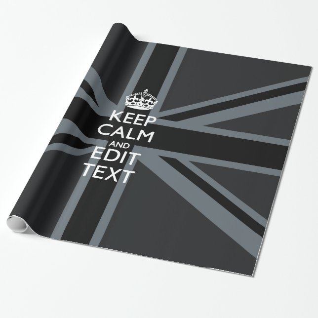 Bold Black Behålla Lugn Din textunion Jack Presentpapper (Utrullad)