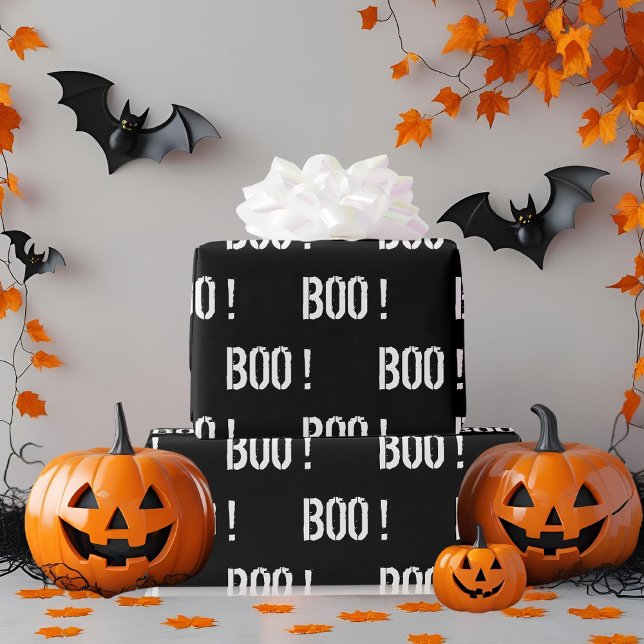 Bold Black "BOO"! Halloween Presentpapper (Skapare uppladdad)