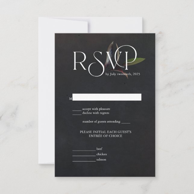 Bold Black Botanical Bröllop OSA Card (Framsida)