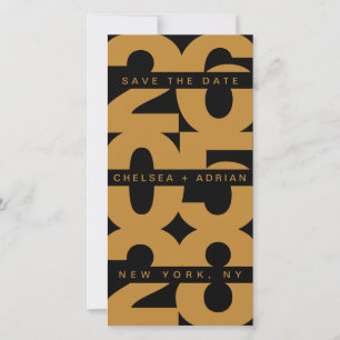 Bold Black Guld Typography Bröllop Spara Datumet