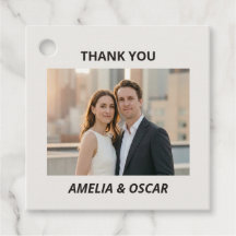 Bold Black Ivory Photo Modern Wedding Thank You
