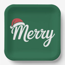 Bold Black Merry Christmas Santa Hat