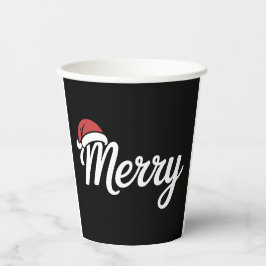 Bold Black Merry Christmas Santa Hat
