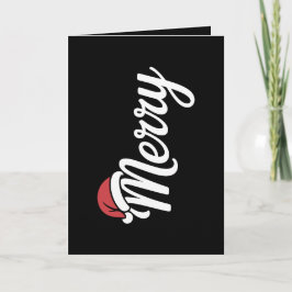 Bold Black Merry Christmas Santa Hat Helgkort