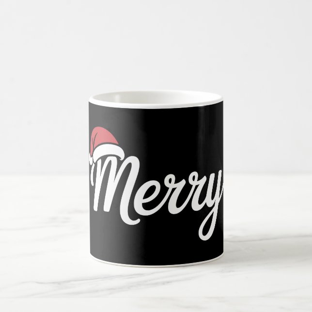 Bold Black Merry Christmas Santa Hat Kaffemugg (Center)