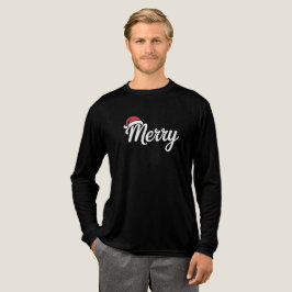 Bold Black Merry Christmas Santa Hat T Shirt
