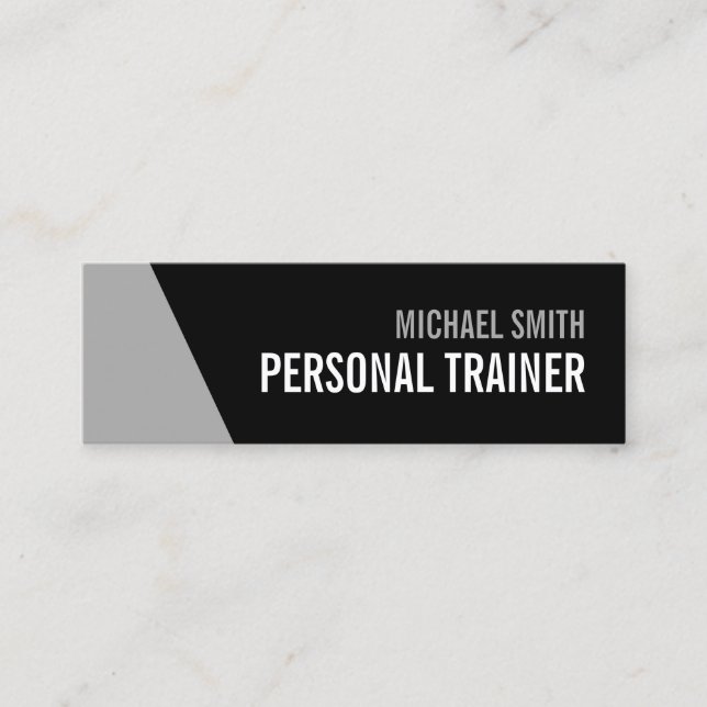 Bold Black och Grått Personal Trainer Mini Visitkort (Framsida)