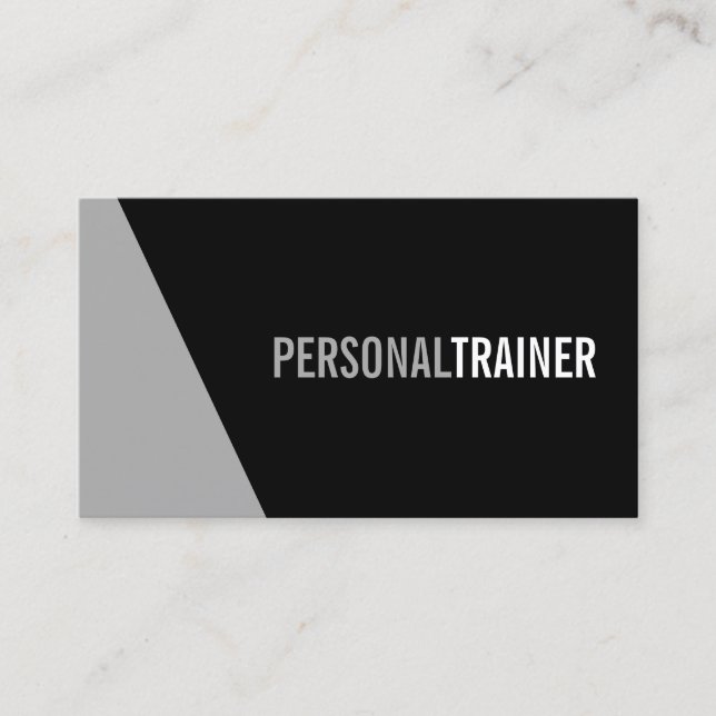 Bold Black och Grått Personal Trainer Visitkort (Framsida)