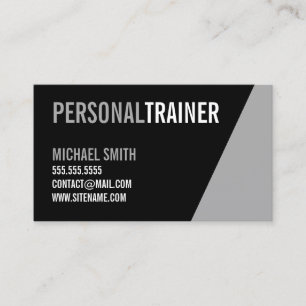Bold Black och Grått Personal Trainer Visitkort