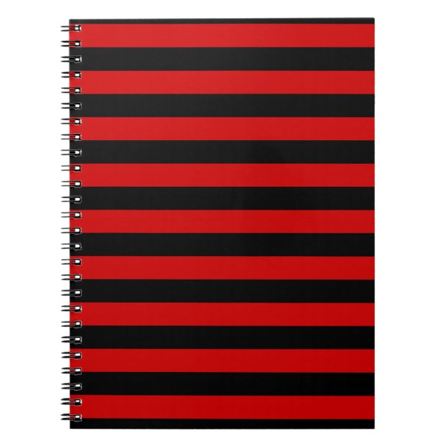 Bold Black och Red Rand Mönster Anteckningsbok Med Spiral (Framsidan)