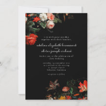 Bold Black & Red Blommigt Wedding-inbjudan