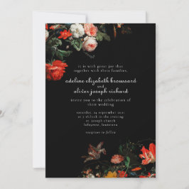 Bold Black & Red Blommigt Wedding-inbjudan