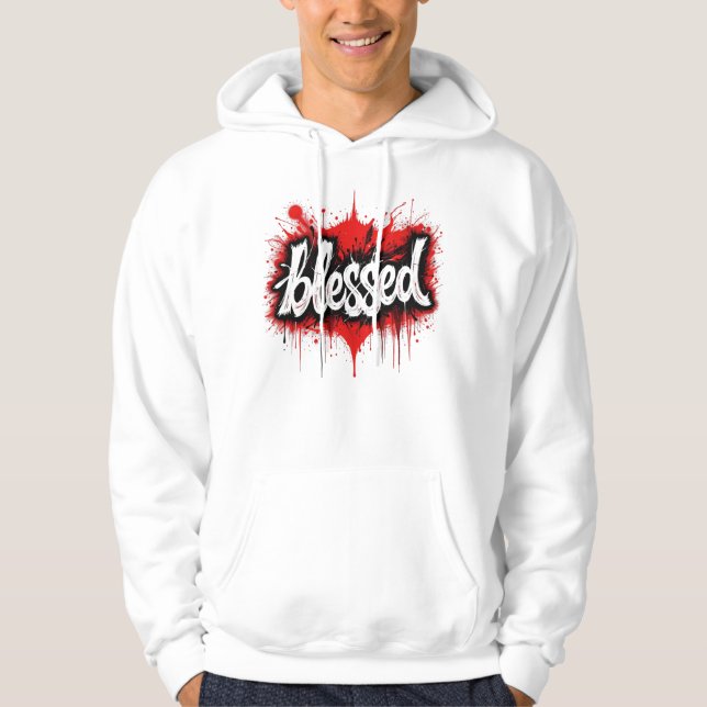 Bold Black & Red "Blzed" T-Shirt Hoodie (Framsida)