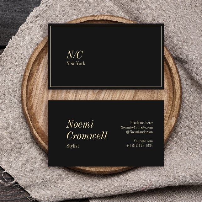 Bold Black Snyggt Monogram Luxury Visitkort (Skapare uppladdad)