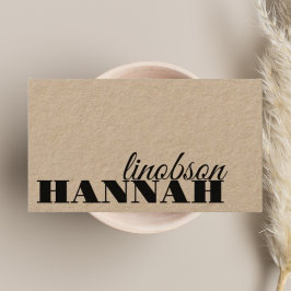 Bold Black Typography Rustic Neutralt Kraft Visitkort