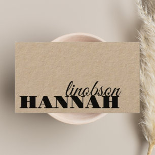 Bold Black Typography Rustic Neutralt Kraft Visitkort