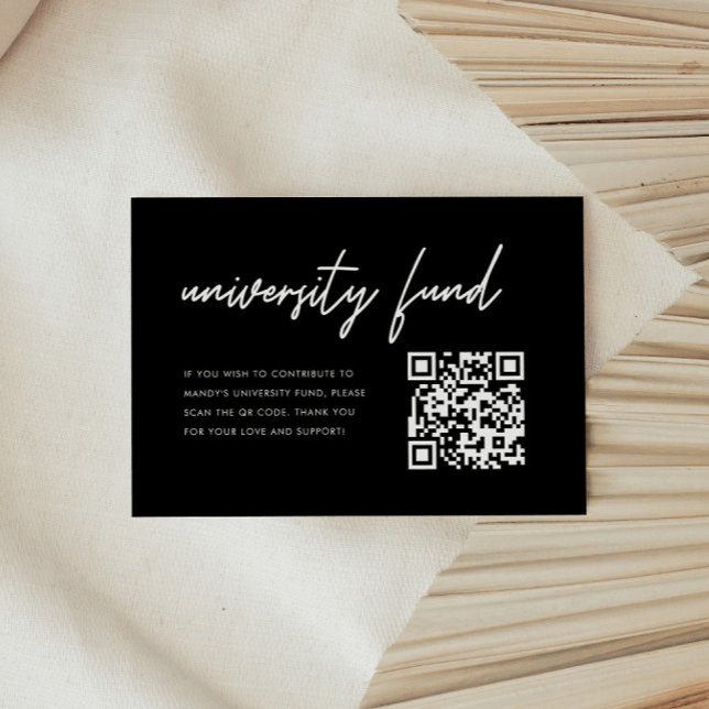 Bold Black University Fund QR Code Graduation Tilläggskort (Skapare uppladdad)