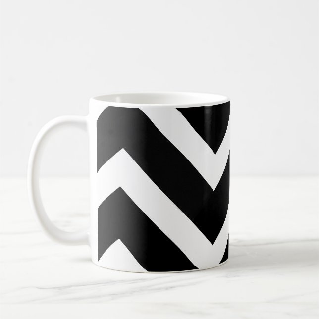 Bold Black White Chevron Geometric Pattern Kaffemugg (Vänster)