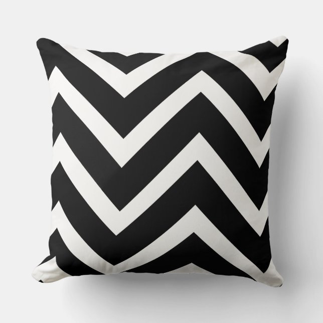 Bold Black White Chevron Geometric Pattern Kudde (Framsida)