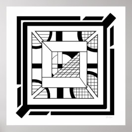 Bold Black White Geometric Abstrakt Line Art Poster