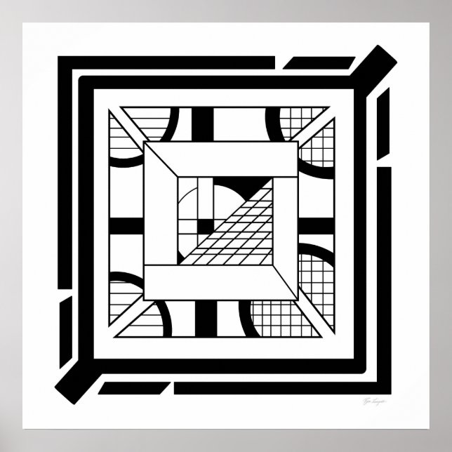 Bold Black White Geometric Abstrakt Line Art Poster (Framsidan)