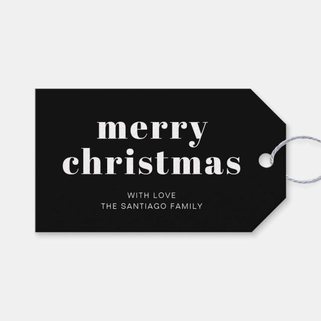 Bold Black White God jul Helgdag Presentetikett (Framsidan (Horisontell))